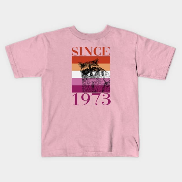 Retro Lesbian Raccoon Since 1973 Kids T-Shirt by mia_me